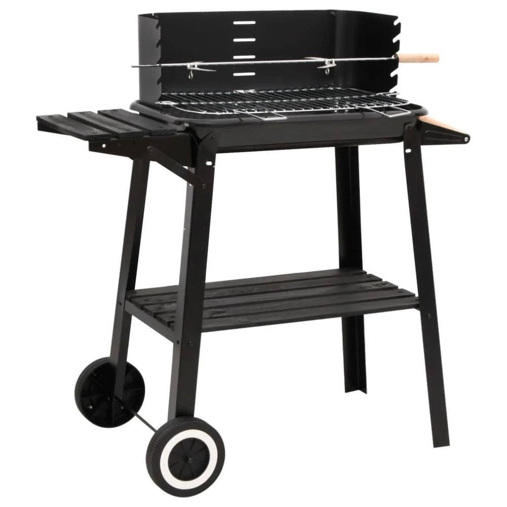 VIDAXL Barbecue Au Charbon De Bois Avec Roues Noir Acier 3 VIDAXL Barbecue Au Charbon De Bois Avec Roues Noir Acier