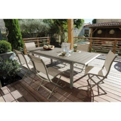 Table Louisiane 187/247x100 Cm Coloris Sand -Promos Le Jardin Vivant Magasin 1043952 2058304
