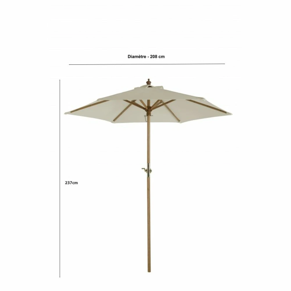 Parasol Droit Reva En Bambou Contreplaqué Et Tissu Beige Clair 5 Parasol Droit Reva En Bambou Contreplaqué Et Tissu Beige Clair – Image 3