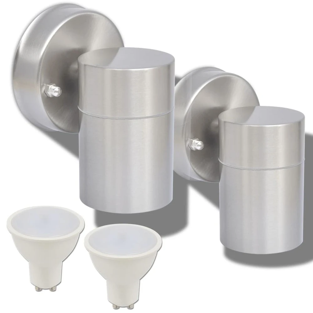 VIDAXL Applique Murale Led D'extérieur 2 Pcs Acier 3 VIDAXL Applique Murale Led D'extérieur 2 Pcs Acier