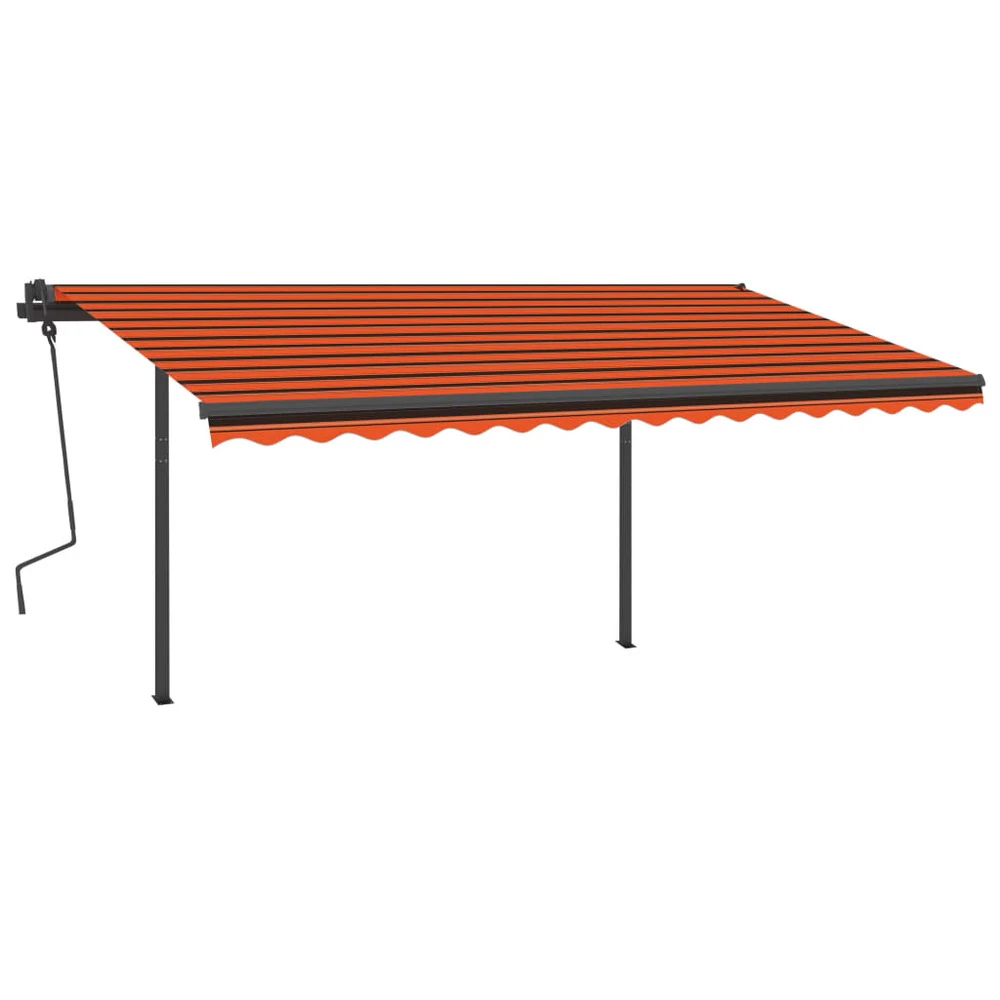 VIDAXL Auvent Manuel Rétractable Avec Led 4,5x3,5 M Orange Et Marron 4 VIDAXL Auvent Manuel Rétractable Avec Led 4,5x3,5 M Orange Et Marron – Image 2