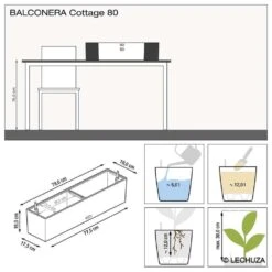 LECHUZA Jardinière Balconera Cottage En Plastique Granit - 79x19x19 Cm -Promos Le Jardin Vivant Magasin 340843 009