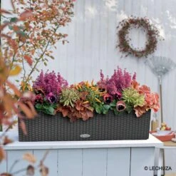 LECHUZA Jardinière Balconera Cottage En Plastique Granit - 79x19x19 Cm -Promos Le Jardin Vivant Magasin 340843 012
