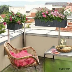 LECHUZA Jardinière Balconera Cottage En Plastique Granit - 79x19x19 Cm -Promos Le Jardin Vivant Magasin 340843 013