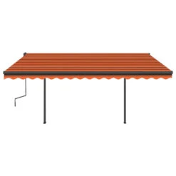 VIDAXL Auvent Manuel Rétractable Avec Led 5x3,5 M Orange Et Marron -Promos Le Jardin Vivant Magasin 3b518760b525a67f