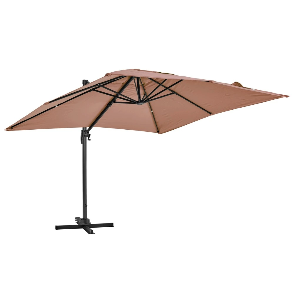 Parasol Déporté 3x3m Et 4 Dalles à Remplir Aluminium Taupe 5 Parasol Déporté 3x3m Et 4 Dalles à Remplir Aluminium Taupe – Image 3