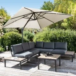 Parasol Déporté Carré 3 X 3m En Aluminium écru -Promos Le Jardin Vivant Magasin 582876a73ff880b1