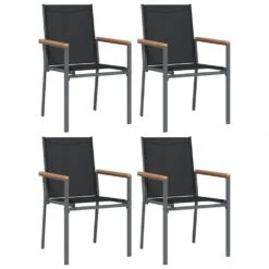 VIDAXL Chaises De Jardin Lot De 4 Noir 55x61,5x90cm Textilène Et Acier -Promos Le Jardin Vivant Magasin 5e528e362bbcd359