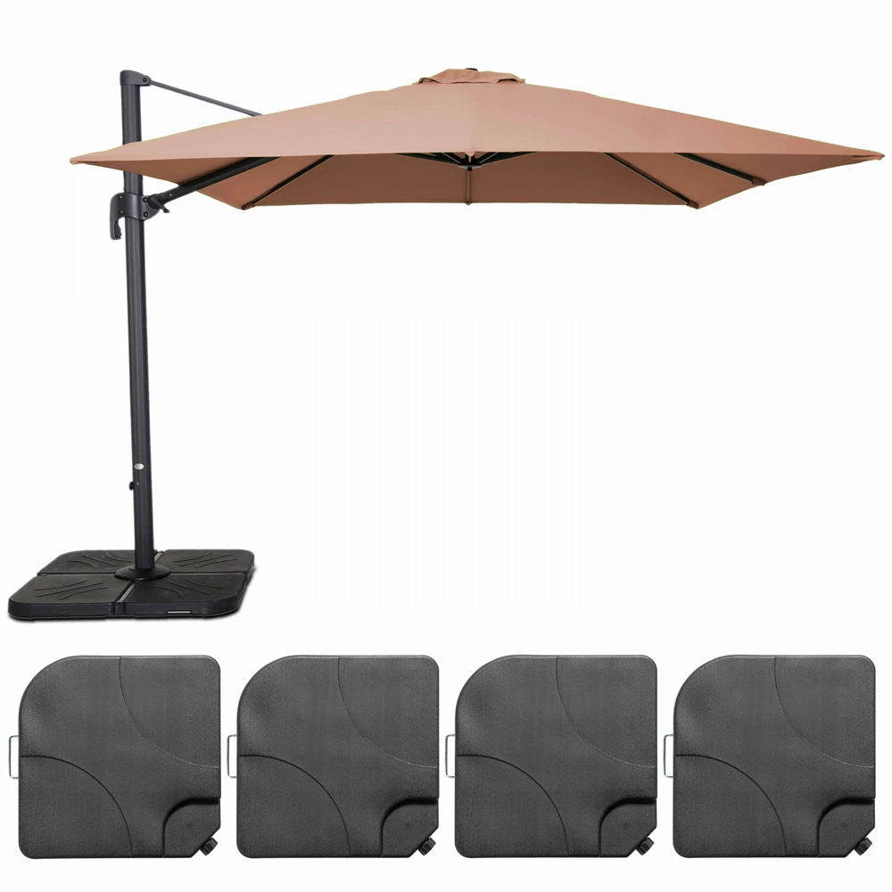 Parasol Déporté 3x3m Et 4 Dalles à Remplir Aluminium Taupe 3 Parasol Déporté 3x3m Et 4 Dalles à Remplir Aluminium Taupe