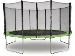 Trampoline " Yoopi " - ø 4.60 M - Vert - Avec Filet + échelle + Couverture + Kit D'ancrage