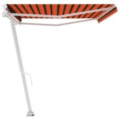VIDAXL Auvent Manuel Rétractable Sur Pied 500x300 Cm Orange Et Marron -Promos Le Jardin Vivant Magasin 6291c455408d8483