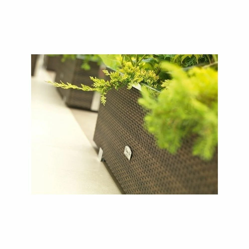Jardinière En Résine Tressée Avec Cadre En Aluminium 70 X 38 X 40 Cm 4 Jardinière En Résine Tressée Avec Cadre En Aluminium 70 X 38 X 40 Cm – Image 2
