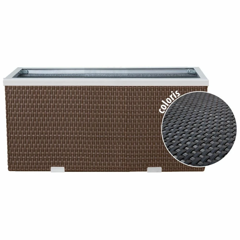 Jardinière En Résine Tressée Avec Cadre En Aluminium 70 X 38 X 40 Cm 3 Jardinière En Résine Tressée Avec Cadre En Aluminium 70 X 38 X 40 Cm