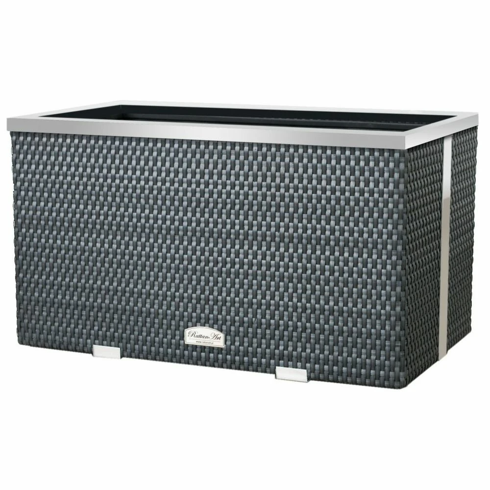 Jardinière En Résine Tressée Avec Cadre En Aluminium 70 X 38 X 40 Cm 5 Jardinière En Résine Tressée Avec Cadre En Aluminium 70 X 38 X 40 Cm – Image 3