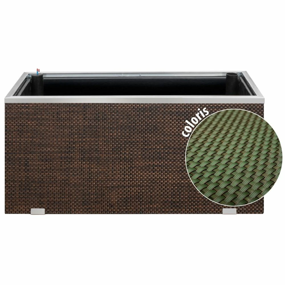 Jardinière En Résine Tressée Avec Réserve D'eau Et Cadre En Aluminium 95 X 39 X 4 Jardinière En Résine Tressée Avec Réserve D'eau Et Cadre En Aluminium 95 X 39 X – Image 2