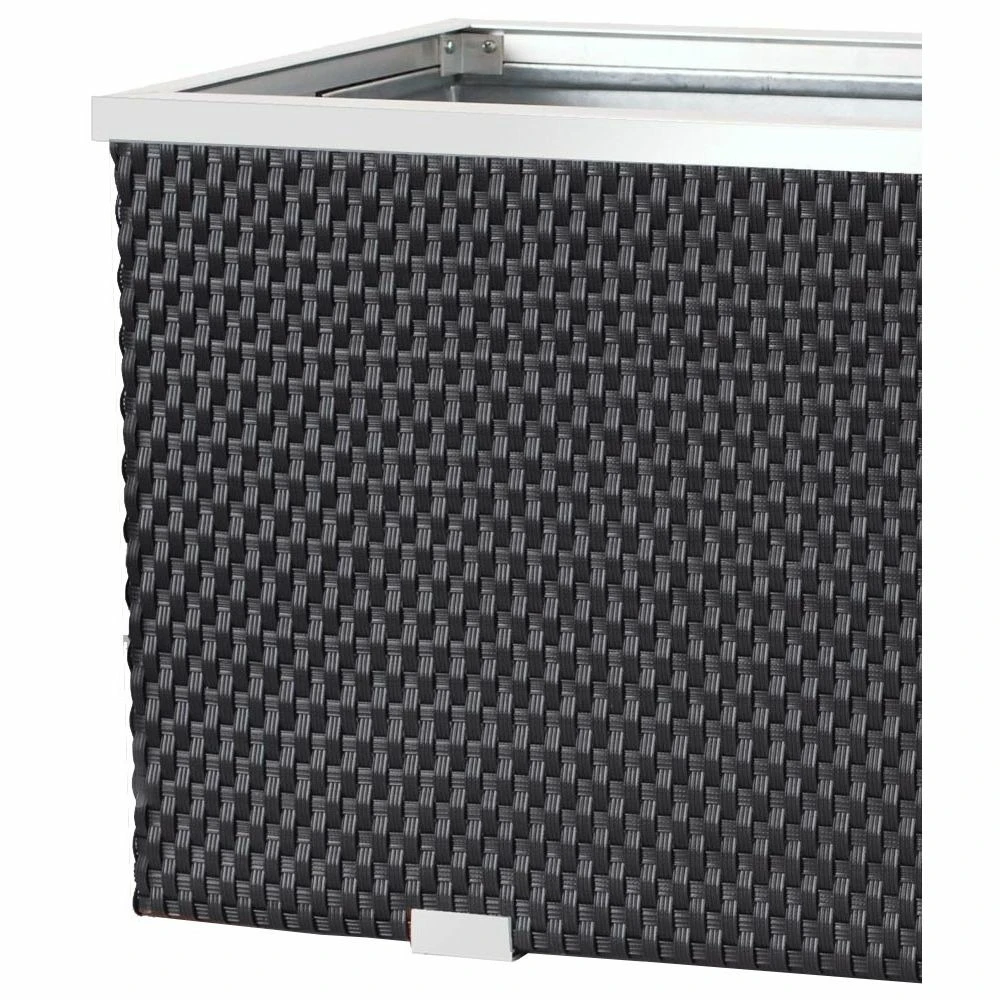 Jardinière En Résine Tressée Avec Cadre En Aluminium 98 X 25 X 34 Cm 5 Jardinière En Résine Tressée Avec Cadre En Aluminium 98 X 25 X 34 Cm – Image 3