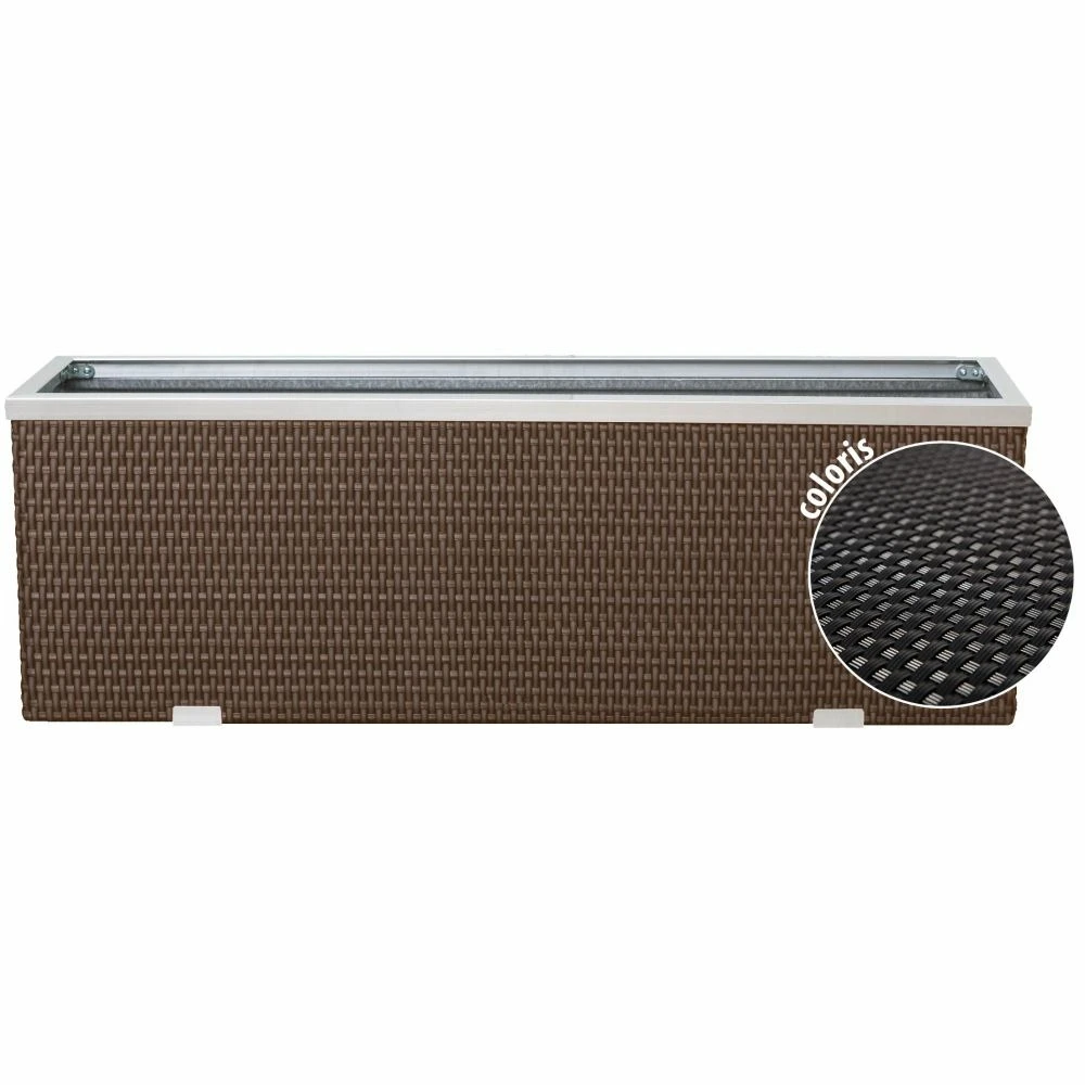 Jardinière En Résine Tressée Avec Cadre En Aluminium 98 X 25 X 34 Cm 3 Jardinière En Résine Tressée Avec Cadre En Aluminium 98 X 25 X 34 Cm