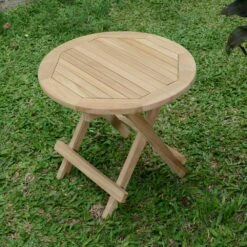 Table Basse Pliante Ronde En Teck Ecograde Kuta ø 50 Cm