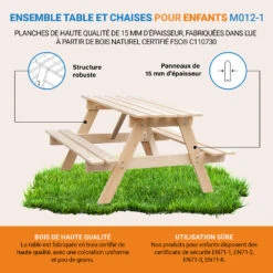 Table Enfant En Bois – Table Et Chaise Enfant - 81x60xh50 Cm - M012-1 -Promos Le Jardin Vivant Magasin 6405d9b6944da0.39127811