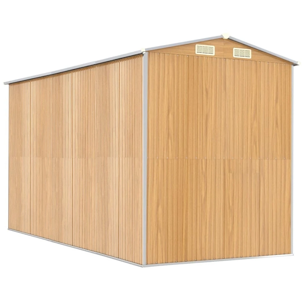 VIDAXL Abri De Jardin Marron Clair 192x357x223 Cm Acier Galvanisé 8 VIDAXL Abri De Jardin Marron Clair 192x357x223 Cm Acier Galvanisé – Image 6