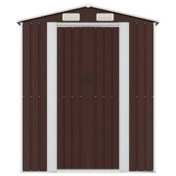 VIDAXL Abri De Jardin Marron Foncé 192x938x223 Cm Acier Galvanisé -Promos Le Jardin Vivant Magasin 641f440cbae8a3.16188956