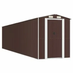 VIDAXL Abri De Jardin Marron Foncé 192x855x223 Cm Acier Galvanisé
