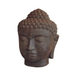 Statue Jardin Bouddha Tête 50 Cm - Gris Anthracite 50 Cm