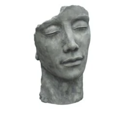 Statue Visage Homme Extérieur Petit Format - Gris Beton 53 Cm