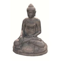 Statuette Bouddha Appel De La Terre à Témoin 30 Cm - Gris Anthracite 30 Cm