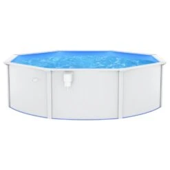 VIDAXL Piscine Ronde Avec Parois En Acier 460x120 Cm Blanc -Promos Le Jardin Vivant Magasin 6426d640dc74b0.53503370