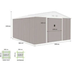 Abri De Jardin En Métal 12,99 M² - 340 X 382 X 210 Cm - Kit D'ancrage Inclus - Taupe 10 Abri De Jardin En Métal 12,99 M² - 340 X 382 X 210 Cm - Kit D'ancrage Inclus - Taupe -Promos Le Jardin Vivant Magasin 6426dd0e19a9a2.90940943