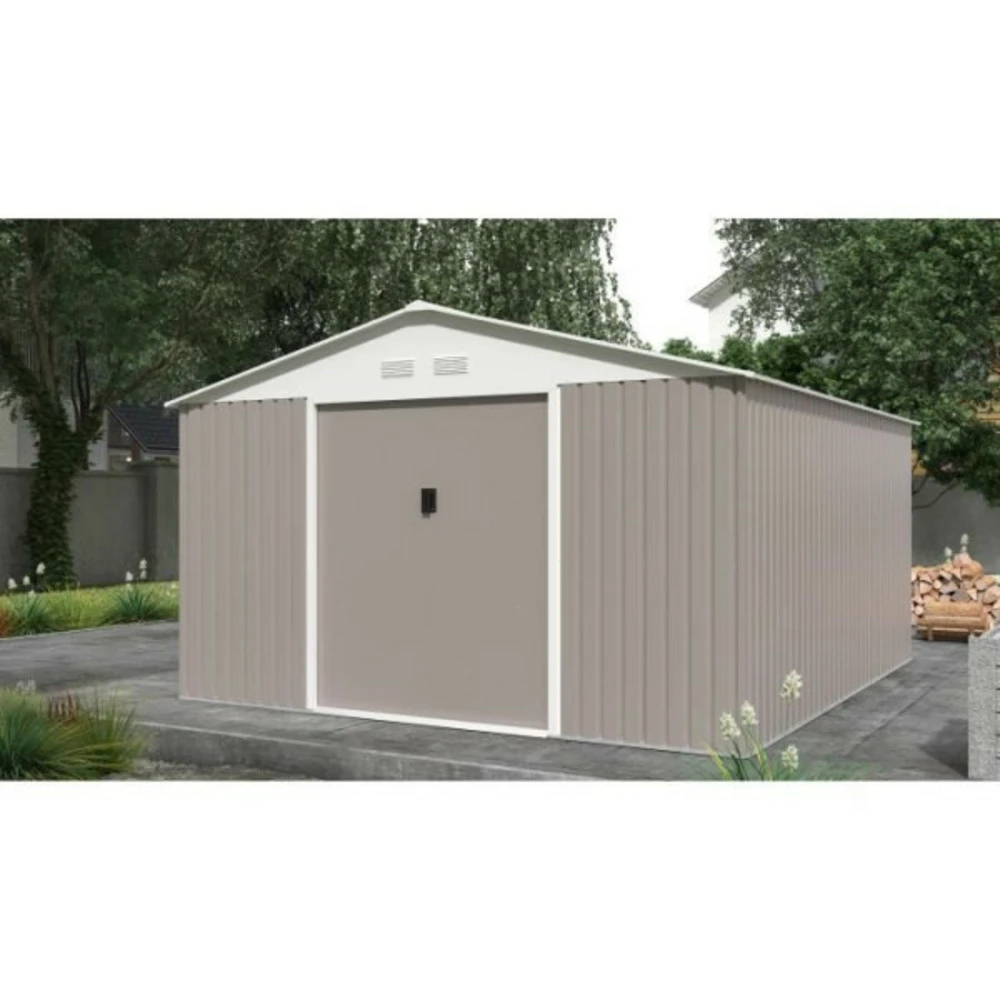 Abri De Jardin En Métal 12,99 M² - 340 X 382 X 210 Cm - Kit D'ancrage Inclus - Taupe 4 Abri De Jardin En Métal 12,99 M² - 340 X 382 X 210 Cm - Kit D'ancrage Inclus - Taupe – Image 2