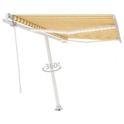 VIDAXL Auvent Automatique Capteur De Vent/led 350x250cm Jaune Et Blanc -Promos Le Jardin Vivant Magasin 6426dd832cdce7.19311827