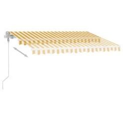 VIDAXL Auvent Automatique Capteur De Vent/led 350x250cm Jaune Et Blanc -Promos Le Jardin Vivant Magasin 6426dd83387fc5.62470486