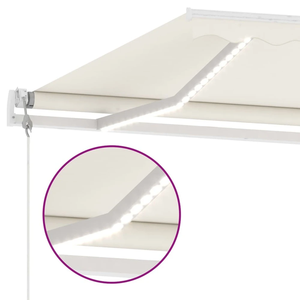 VIDAXL Auvent Automatique Avec Capteur De Vent Et Led 350x250 Cm Crème 9 VIDAXL Auvent Automatique Avec Capteur De Vent Et Led 350x250 Cm Crème – Image 7