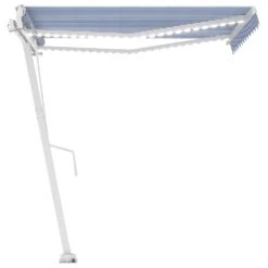 VIDAXL Auvent Automatique Capteur De Vent/led 350x250 Cm Bleu Et Blanc