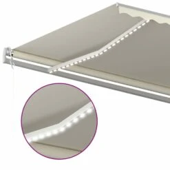 VIDAXL Auvent Manuel Rétractable Avec Led 600x350 Cm Crème -Promos Le Jardin Vivant Magasin 6426ddb3bc3320.49451897