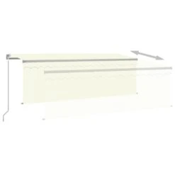 VIDAXL Auvent Manuel Rétractable Avec Store 4,5x3 M Crème -Promos Le Jardin Vivant Magasin 6426ddba322495.01363867