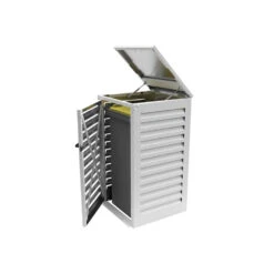 Abri Poubelle Simple En Aluminium Thermolaqué 1x360 Litres - Blanc