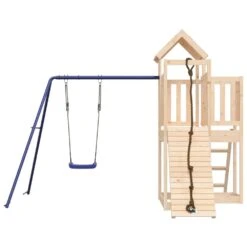 VIDAXL Maisonnette De Jeu Avec Mur D'escalade Balançoire Bois De Pin -Promos Le Jardin Vivant Magasin 643029bab16f45.38880403