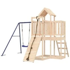 VIDAXL Maisonnette De Jeu Avec Mur D'escalade Balançoire Bois De Pin -Promos Le Jardin Vivant Magasin 643029babe6d48.72332315