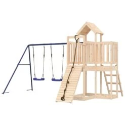 VIDAXL Maisonnette De Jeu Avec Mur D'escalade Balançoires Bois De Pin -Promos Le Jardin Vivant Magasin 64302a66c4fba3.41748533