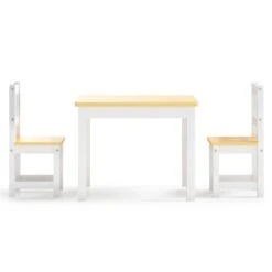 VIDAXL Ensemble De Table Et Chaises Pour Enfants 3 Pcs Blanc Et Beige -Promos Le Jardin Vivant Magasin 64387d74e7ee02.51139245