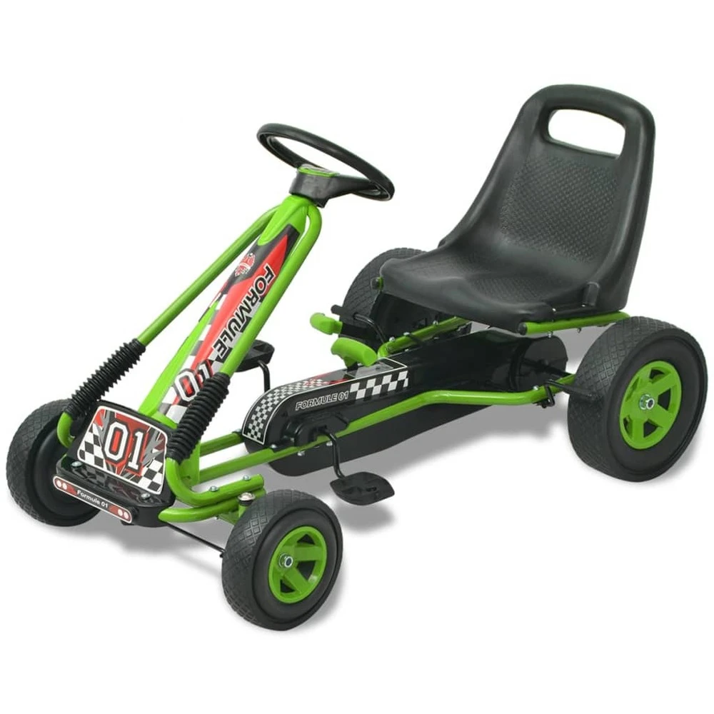 VIDAXL Kart à Pédale Avec Siège Ajustable Vert 3 VIDAXL Kart à Pédale Avec Siège Ajustable Vert