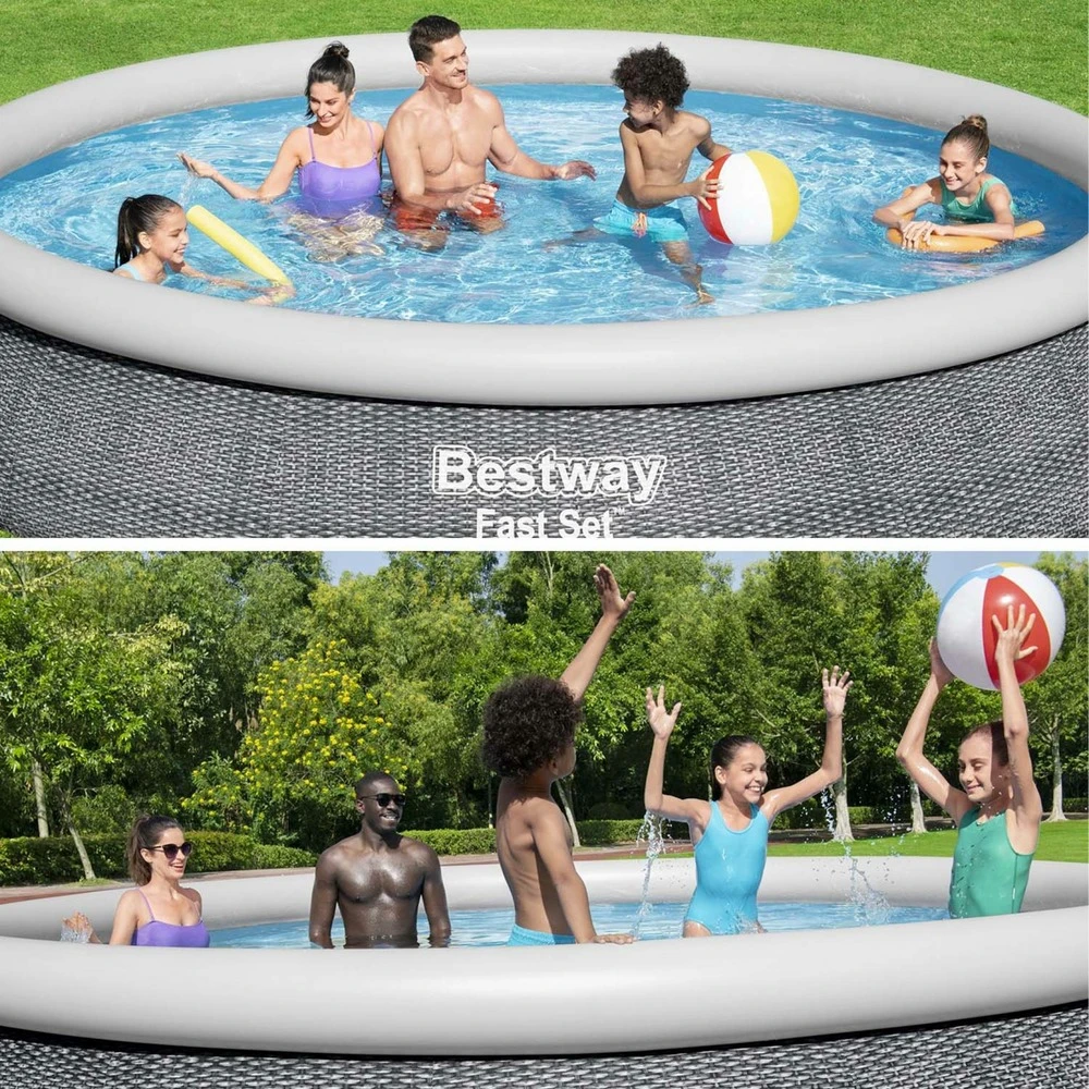 Piscine Gonflable Hors Sol - Onega - Grise. Ronde ø457x84cm Avec Filtre à Cartouche Et Kit De Réparation Liner Inclus 4 Piscine Gonflable Hors Sol - Onega - Grise. Ronde ø457x84cm Avec Filtre à Cartouche Et Kit De Réparation Liner Inclus – Image 2