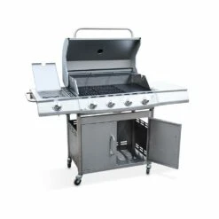 Barbecue Gaz Inox 17kw - Richelieu Inox - Barbecue 5 Brûleurs Dont 1 Feu Latéral. Côté Grill Et Côté Plancha -Promos Le Jardin Vivant Magasin 64467a351a84d4.76187547