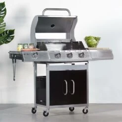 Barbecue Gaz Inox 14kw - Richelieu Noir - Barbecue 4 Brûleurs Dont 1 Feu Latéral. Côté Grill Et Côté Plancha 14 Barbecue Gaz Inox 14kw - Richelieu Noir - Barbecue 4 Brûleurs Dont 1 Feu Latéral. Côté Grill Et Côté Plancha -Promos Le Jardin Vivant Magasin 64467a4acbcec1.14403154