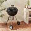 Barbecue Premium Charbon De Bois ø 57cm - Charles - Noir émaillé. Barbecue Avec Grille Amovible. Aérateurs. Fumoir. Récupérateur De