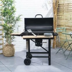 Barbecue Américain Charbon De Bois - Serge Noir - Smoker Américain Avec Aérateurs. Récupérateur De Cendres. Fumoir -Promos Le Jardin Vivant Magasin 64467a5689e8d3.21440509