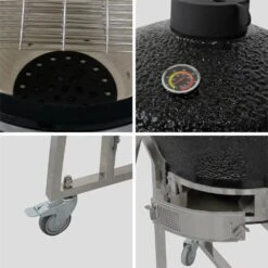 Barbecue Charbon En Céramique. Kamado ø 57cm. Avec Chariot. Garde Au Chaud. Récupérateur De Cendre Et Housse. Tablettes Rétractables -Promos Le Jardin Vivant Magasin 64467a61b20315.50019556